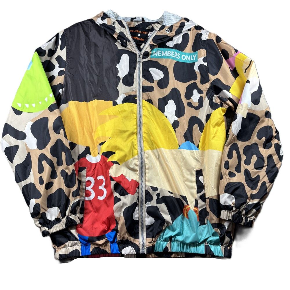 Members Only Nickelodeon Windbreaker Jacket 90s Rugrats Hey Arnold Medium H310
